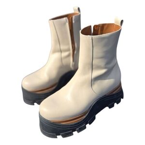 Alohas Cream Tricolor Platform Ankle Boots